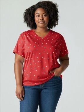 St. John’s Bay Red V-Neck Featuring Stars